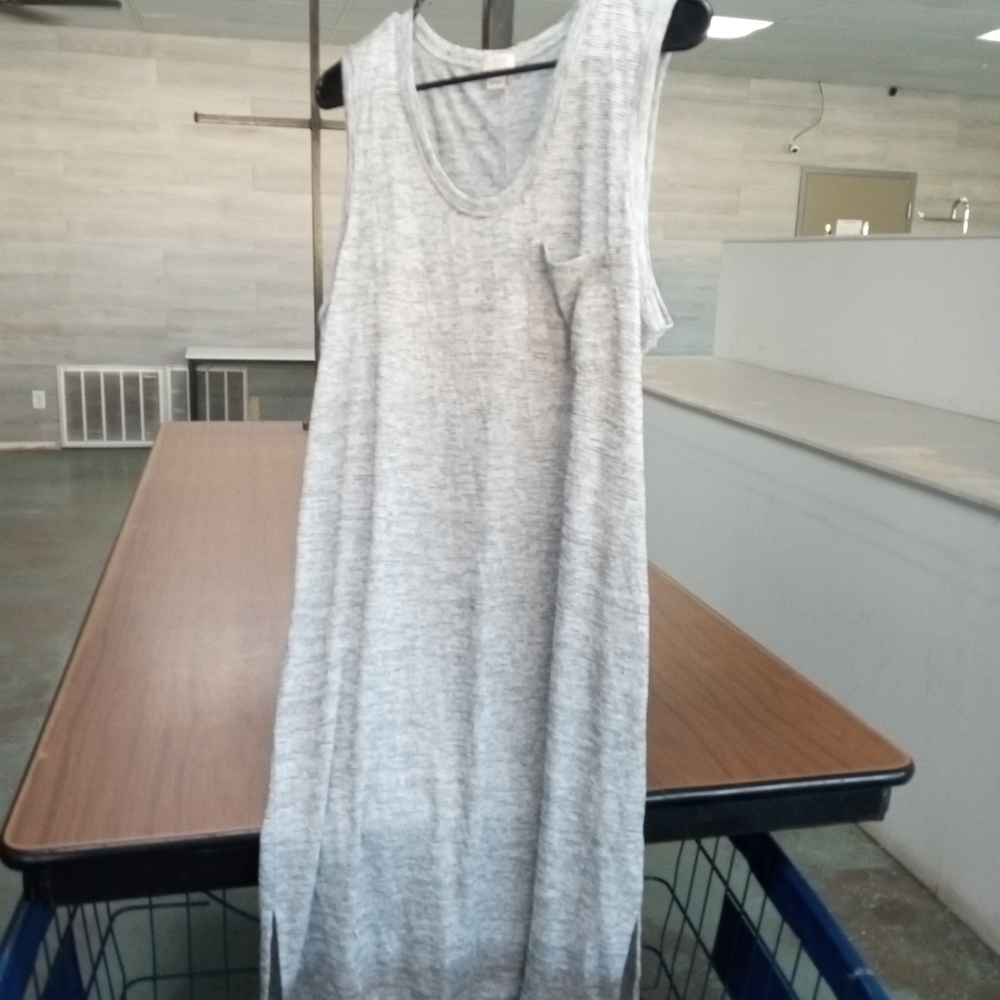 J crew cotton black and gray sleeveless t-shirt dress size large